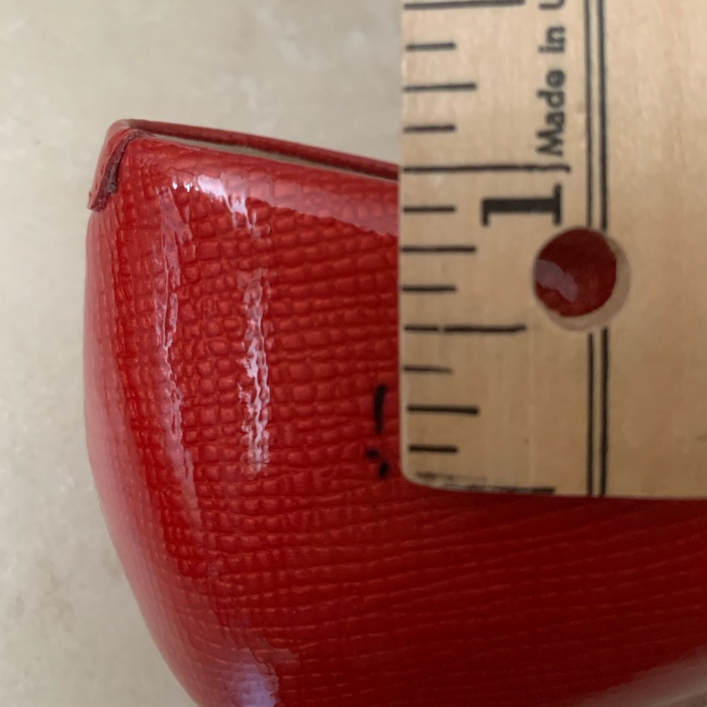 Cole Haan Red Patent Croc Embossed Peep Toe Flats Size 9B - Picture 8 of 8